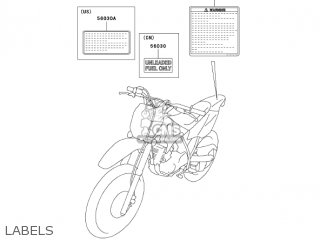 LABELS - KLX125-B2 KLX125L 2004 USA CANADA