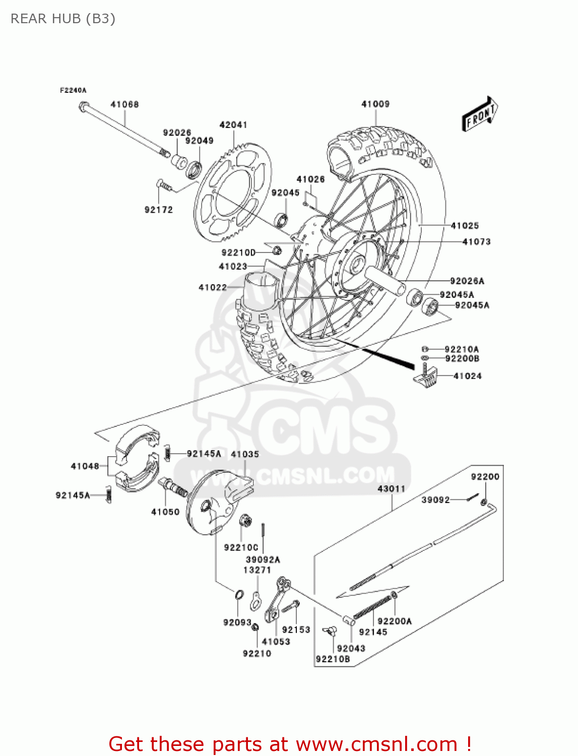 REAR HUB (B3) KLX125-B3 KLX125L 2005 USA CANADA