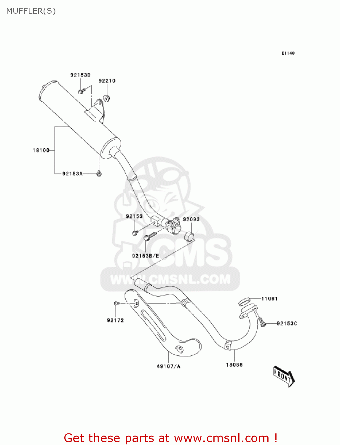 MUFFLER(S) KLX125-B3 KLX125L 2005 USA CANADA
