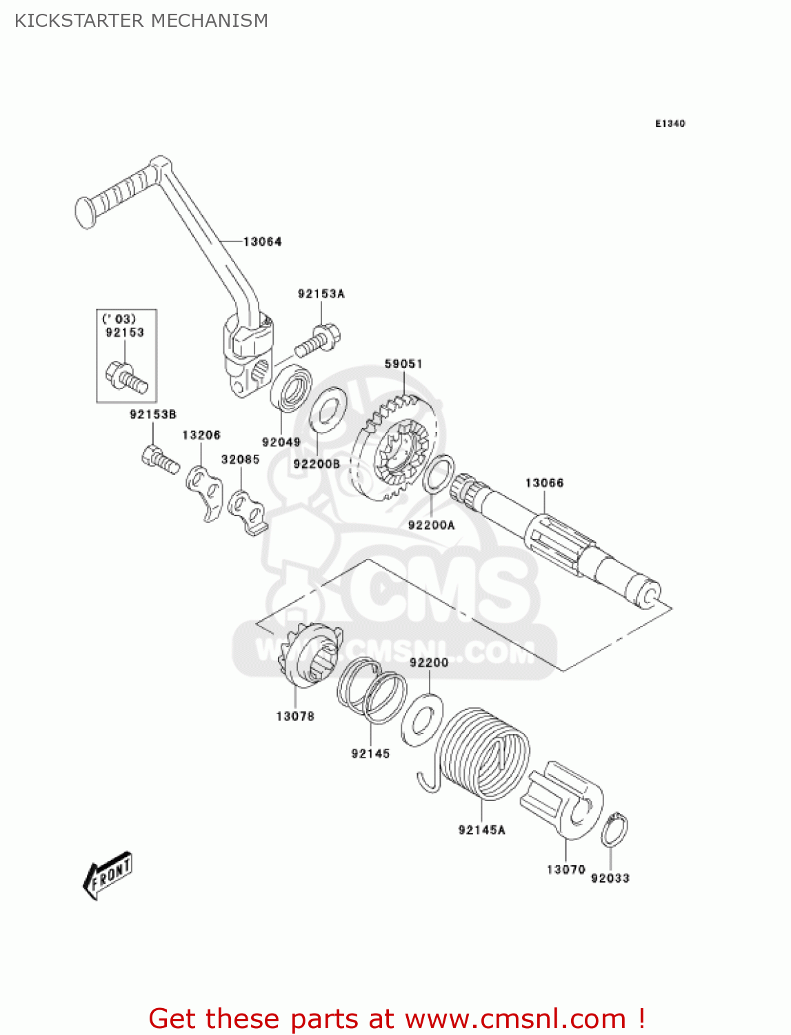KICKSTARTER MECHANISM KLX125-B3 KLX125L 2005 USA CANADA