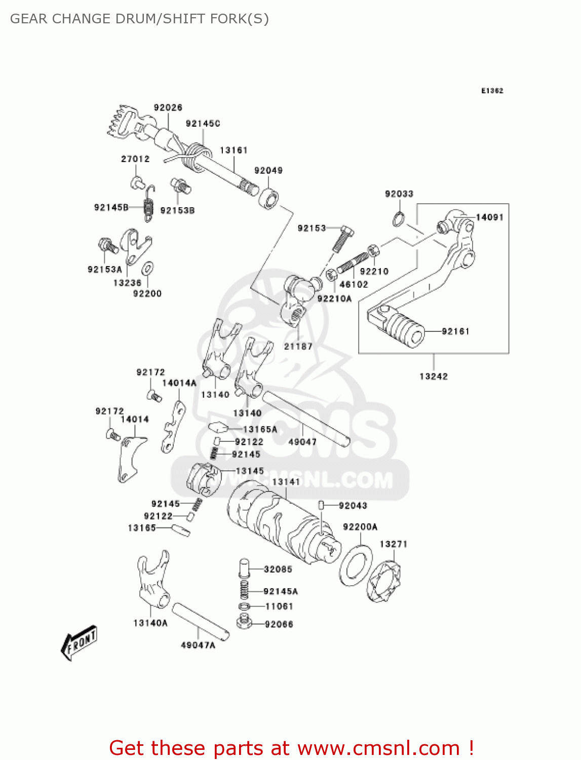 GEAR CHANGE DRUM/SHIFT FORK(S) KLX125A6F KLX125 2006 USA CANADA