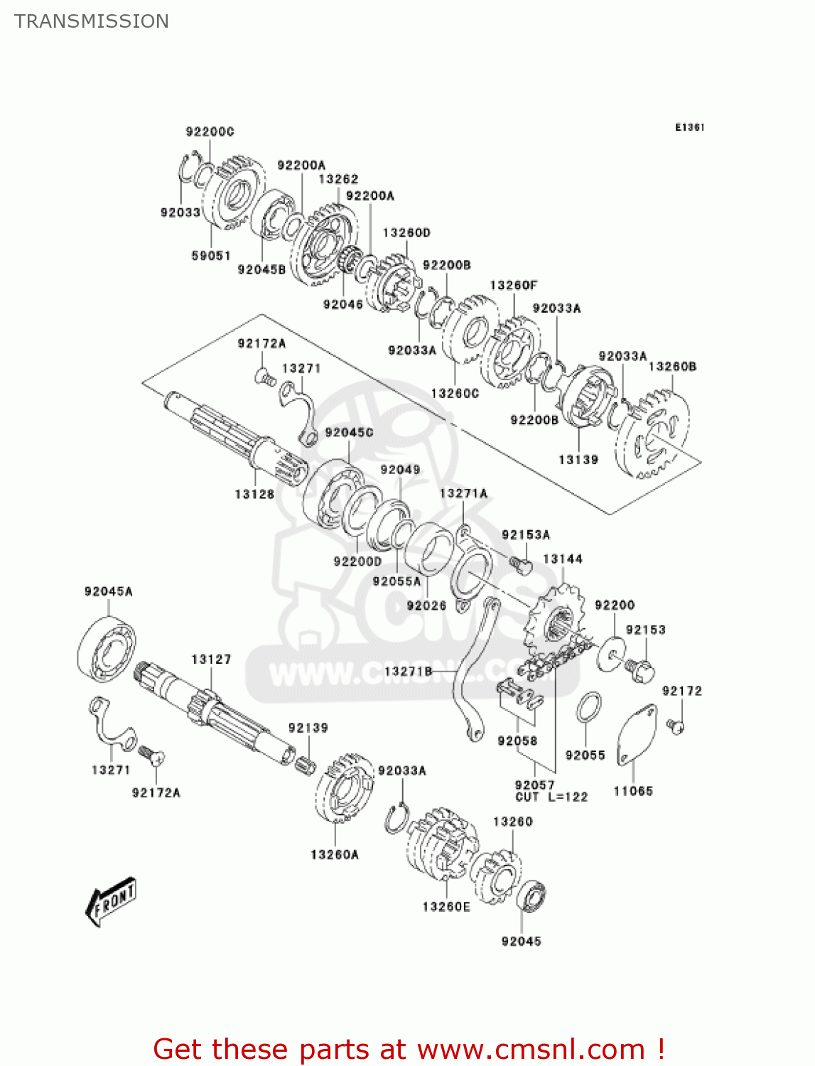 TRANSMISSION KLX125B6F KLX125L 2006 USA CANADA