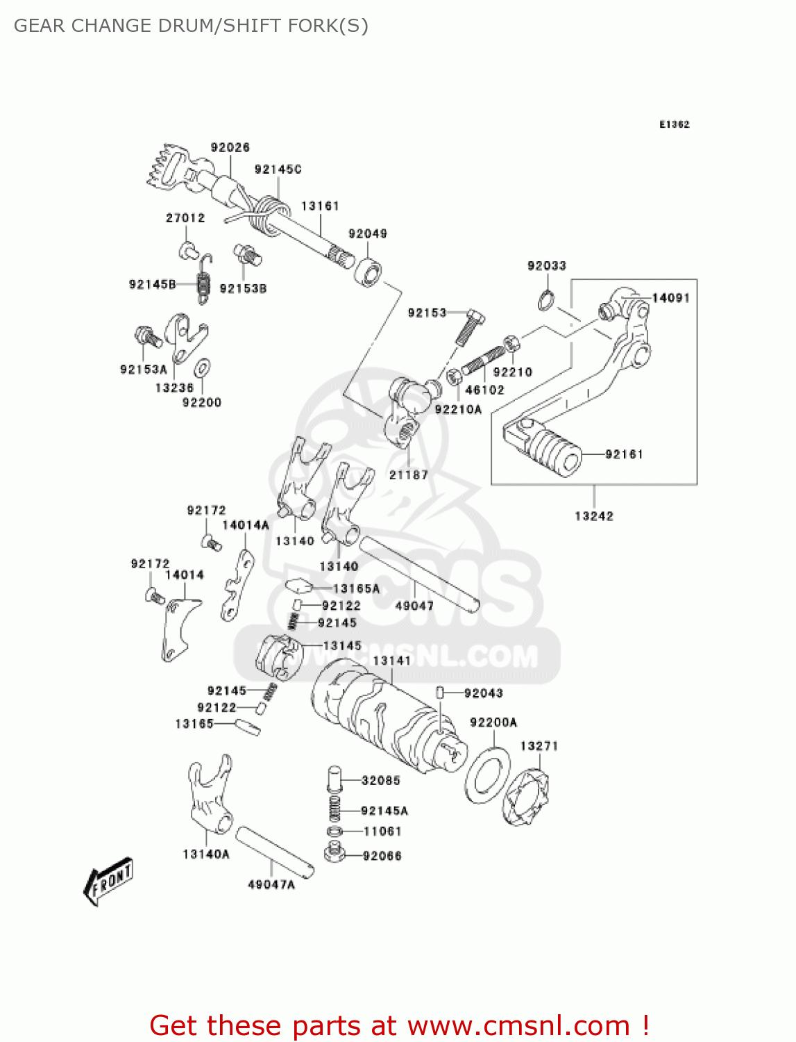 GEAR CHANGE DRUM/SHIFT FORK(S) KLX125B6F KLX125L 2006 USA CANADA