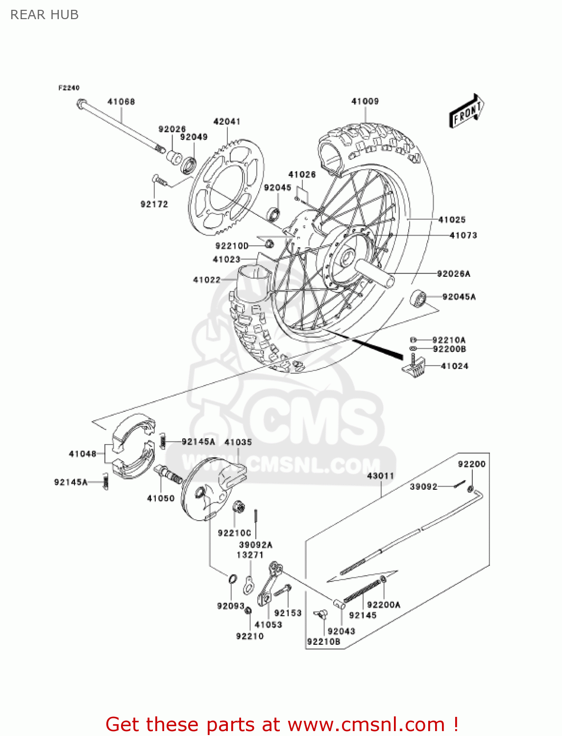 REAR HUB KLX125B6F KLX125L 2006 USA CANADA