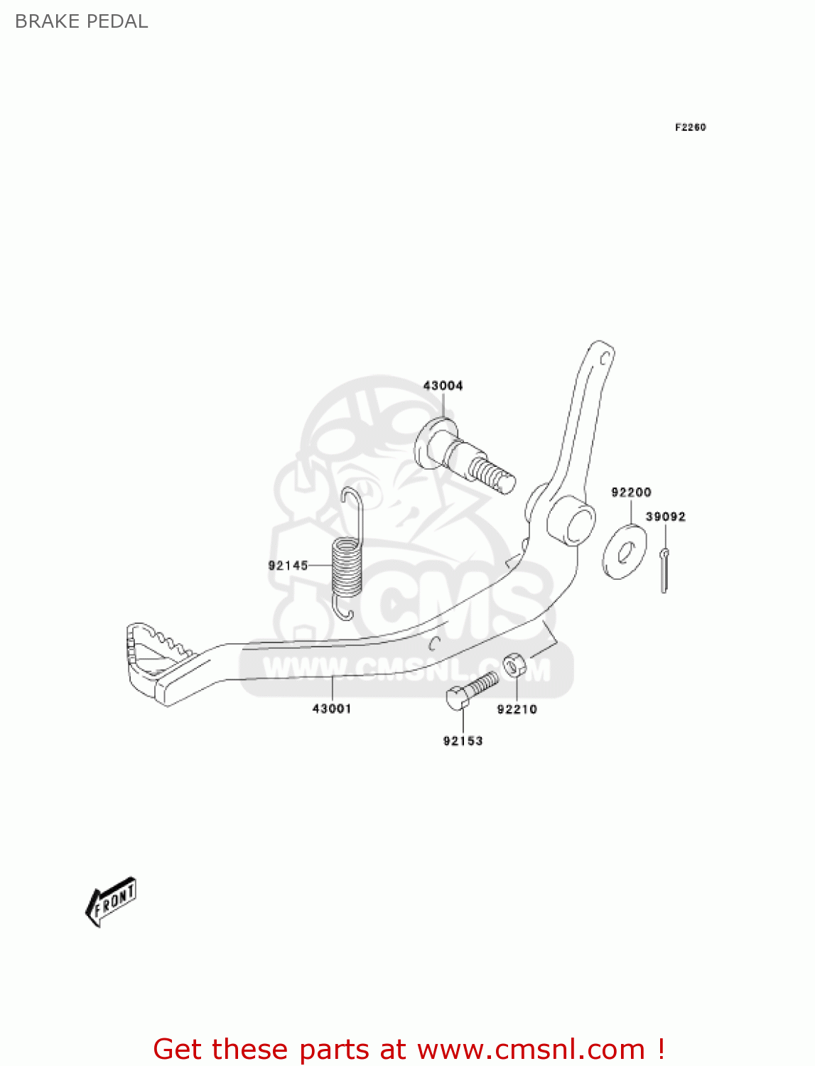 BRAKE PEDAL KLX125B6F KLX125L 2006 USA CANADA