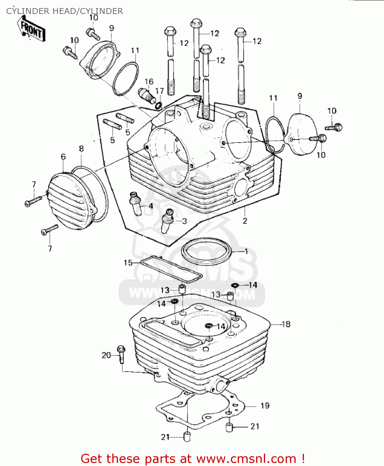 CYLINDER HEAD/CYLINDER KLX250A1 KLX250 1979