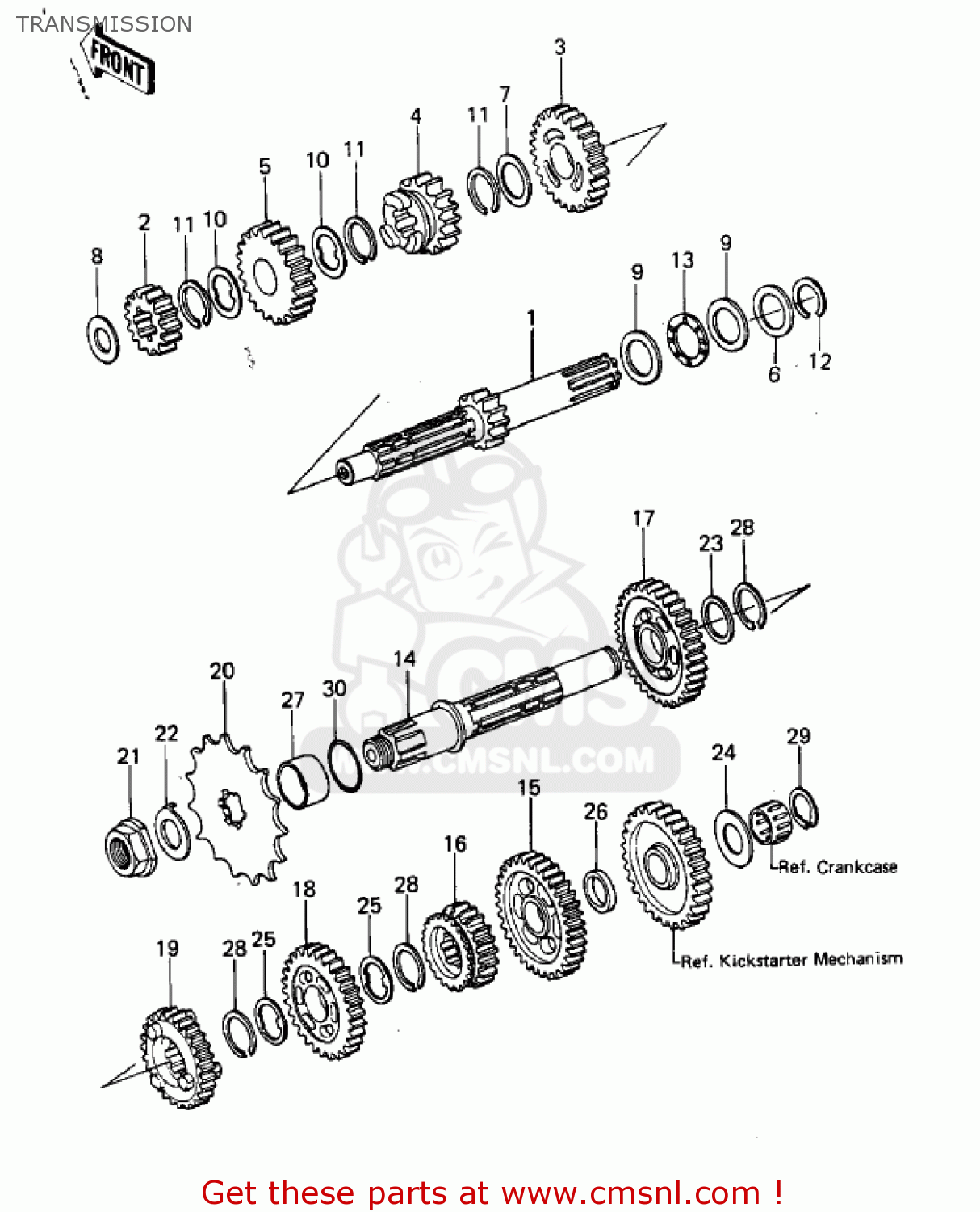 TRANSMISSION KLX250A1 KLX250 1979