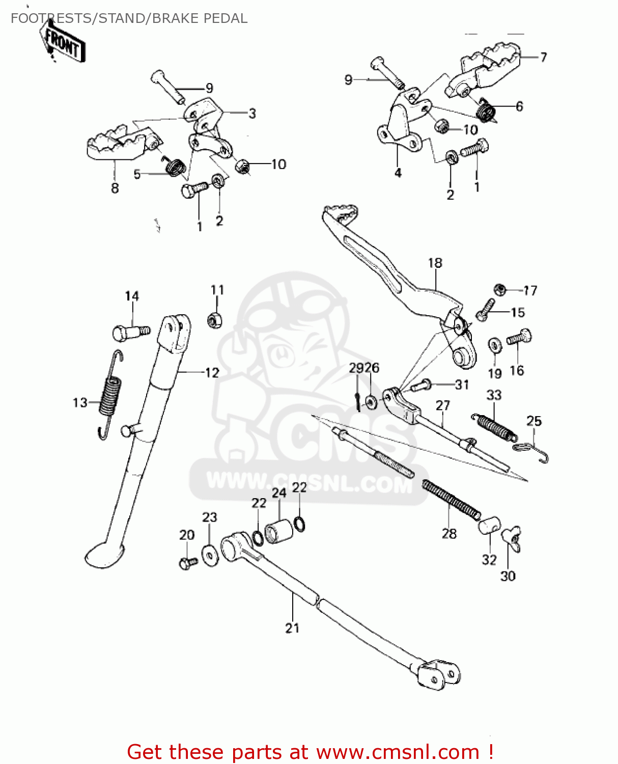 FOOTRESTS/STAND/BRAKE PEDAL KLX250A1 KLX250 1979