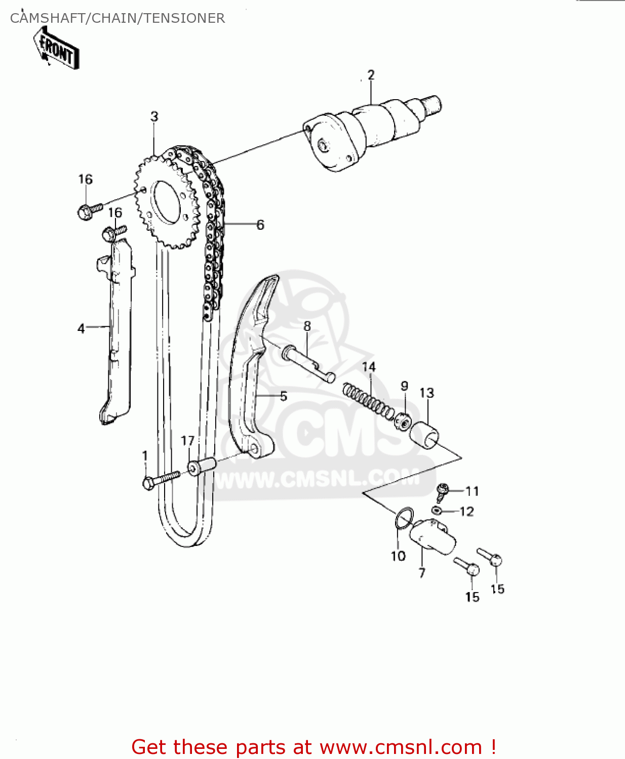 CAMSHAFT/CHAIN/TENSIONER KLX250A2 KLX250 1980