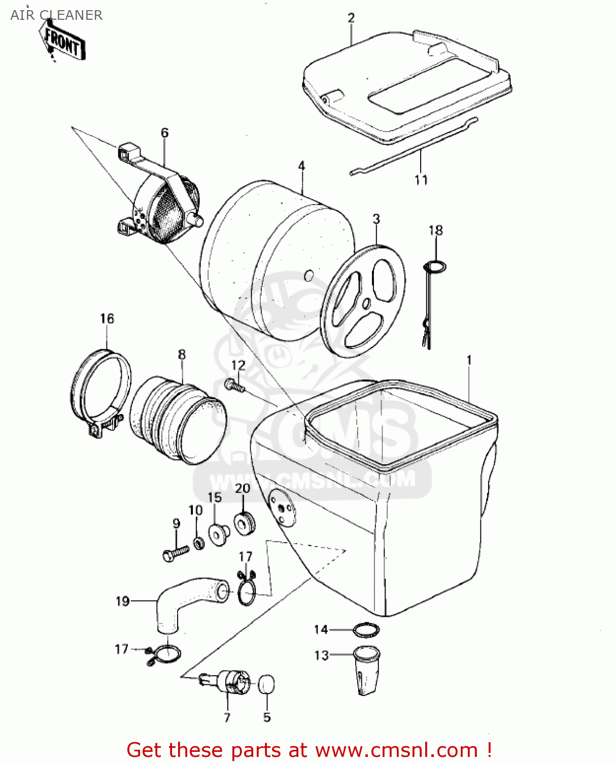 AIR CLEANER KLX250A2 KLX250 1980