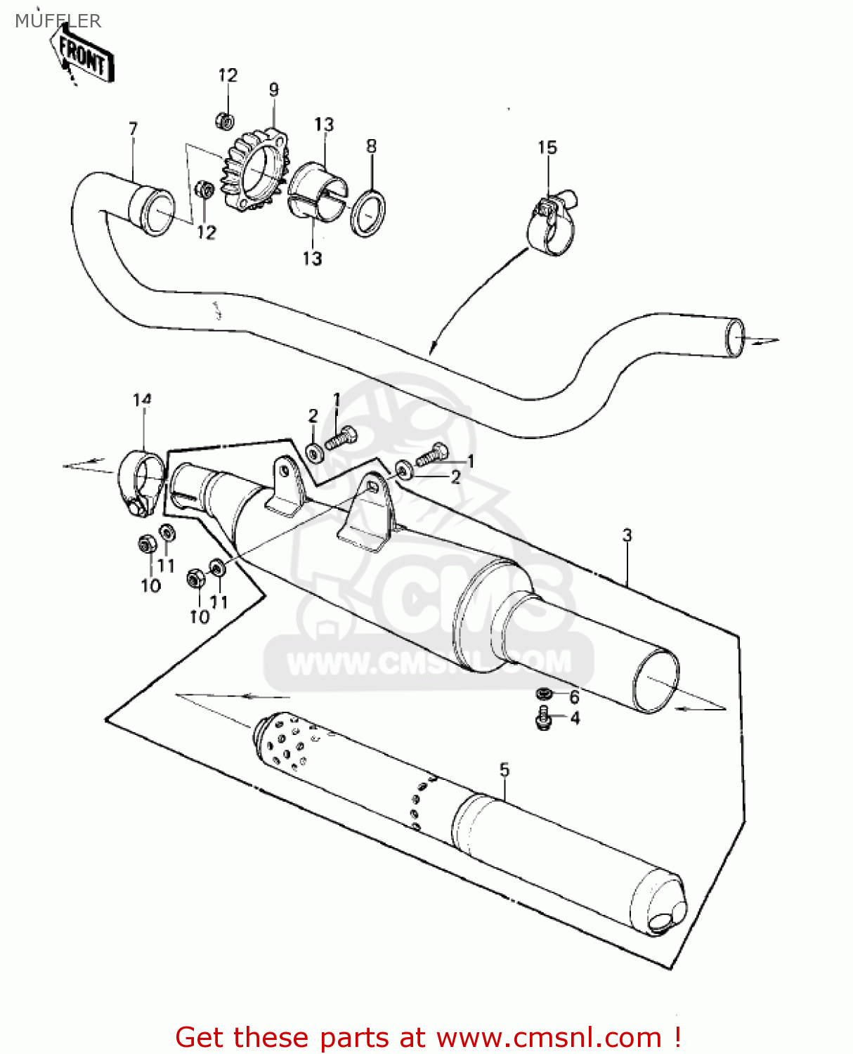 MUFFLER KLX250A2 KLX250 1980
