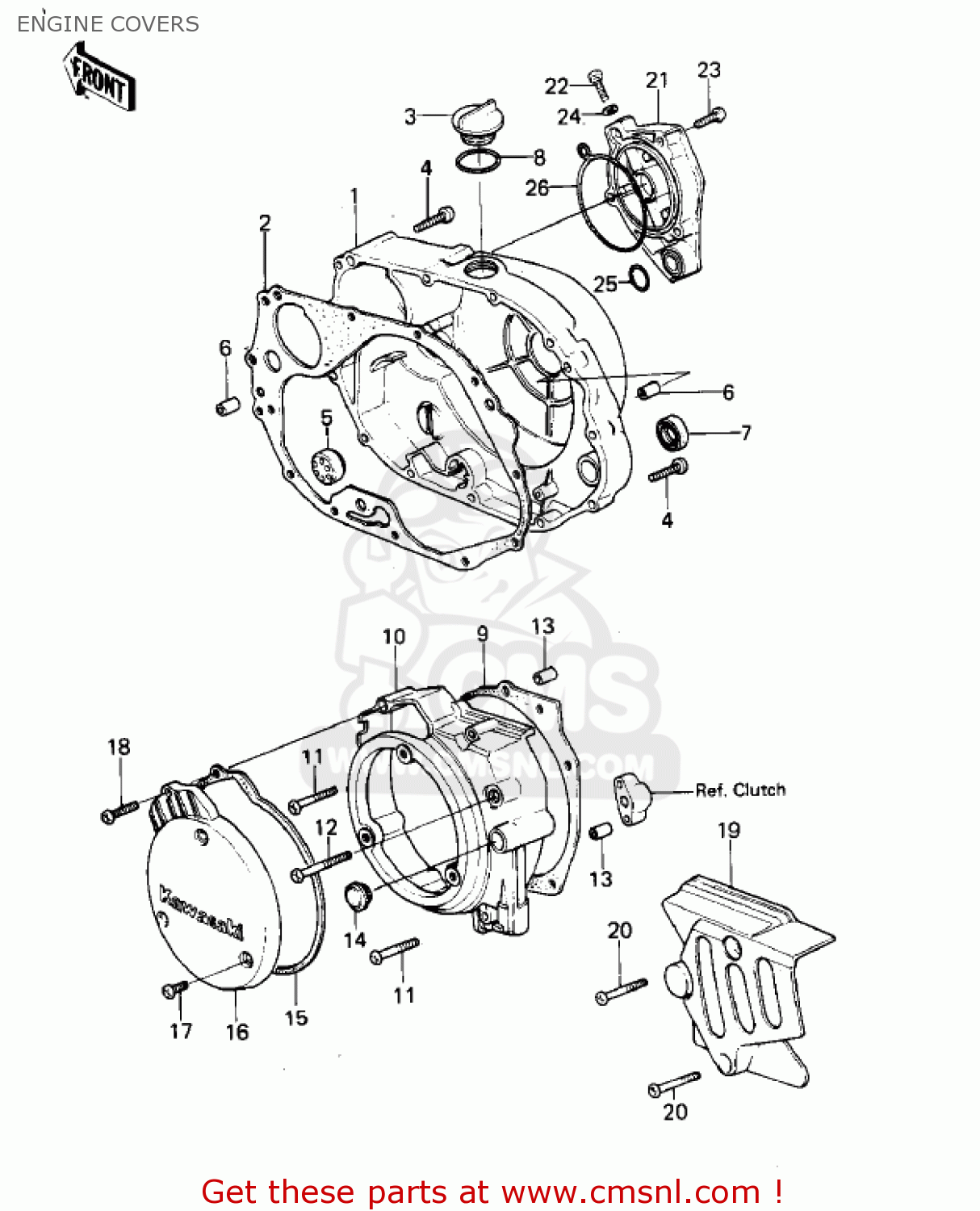 ENGINE COVERS KLX250A2 KLX250 1980