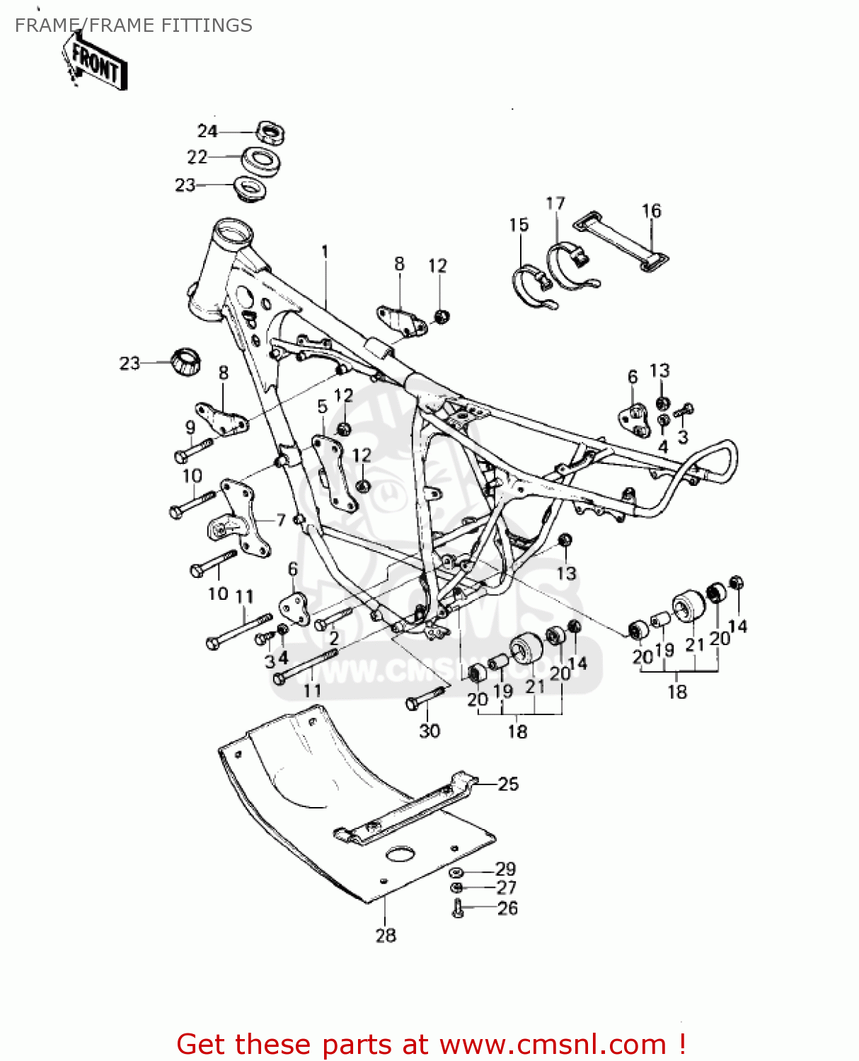 FRAME/FRAME FITTINGS KLX250A2 KLX250 1980