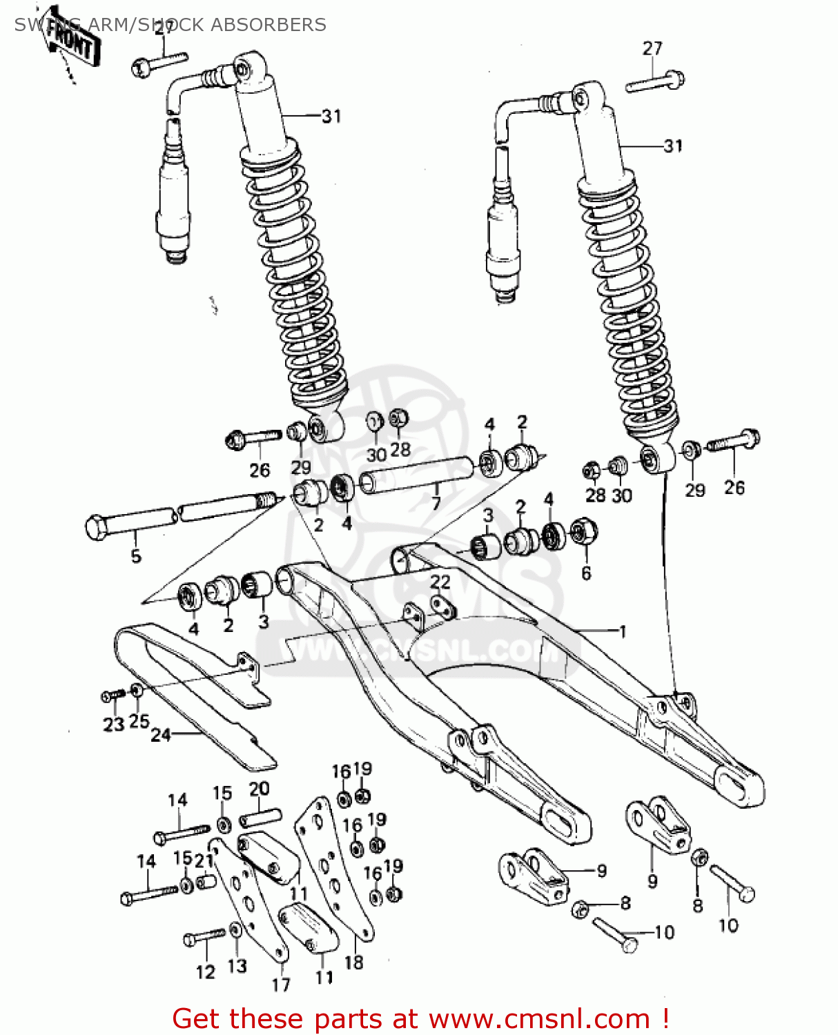 SWING ARM/SHOCK ABSORBERS KLX250A2 KLX250 1980