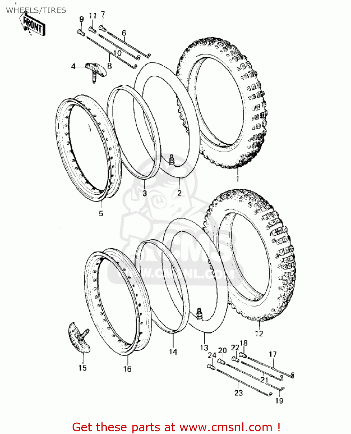 WHEELS/TIRES KLX250A2 KLX250 1980