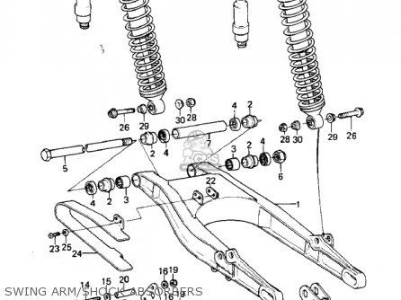 SWING ARM/SHOCK ABSORBERS - KLX250A2 KLX250 1980