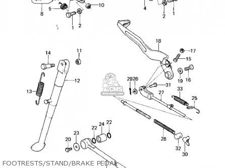 FOOTRESTS/STAND/BRAKE PEDAL - KLX250A2 KLX250 1980