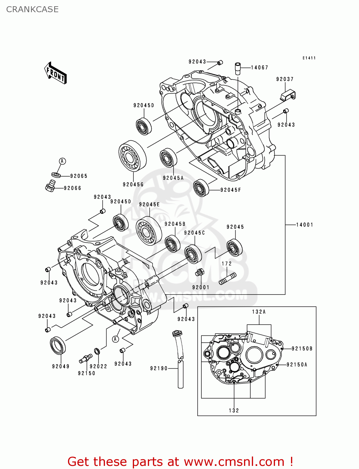 CRANKCASE KLX250D1 KLX250R 1993 EUROPE UK