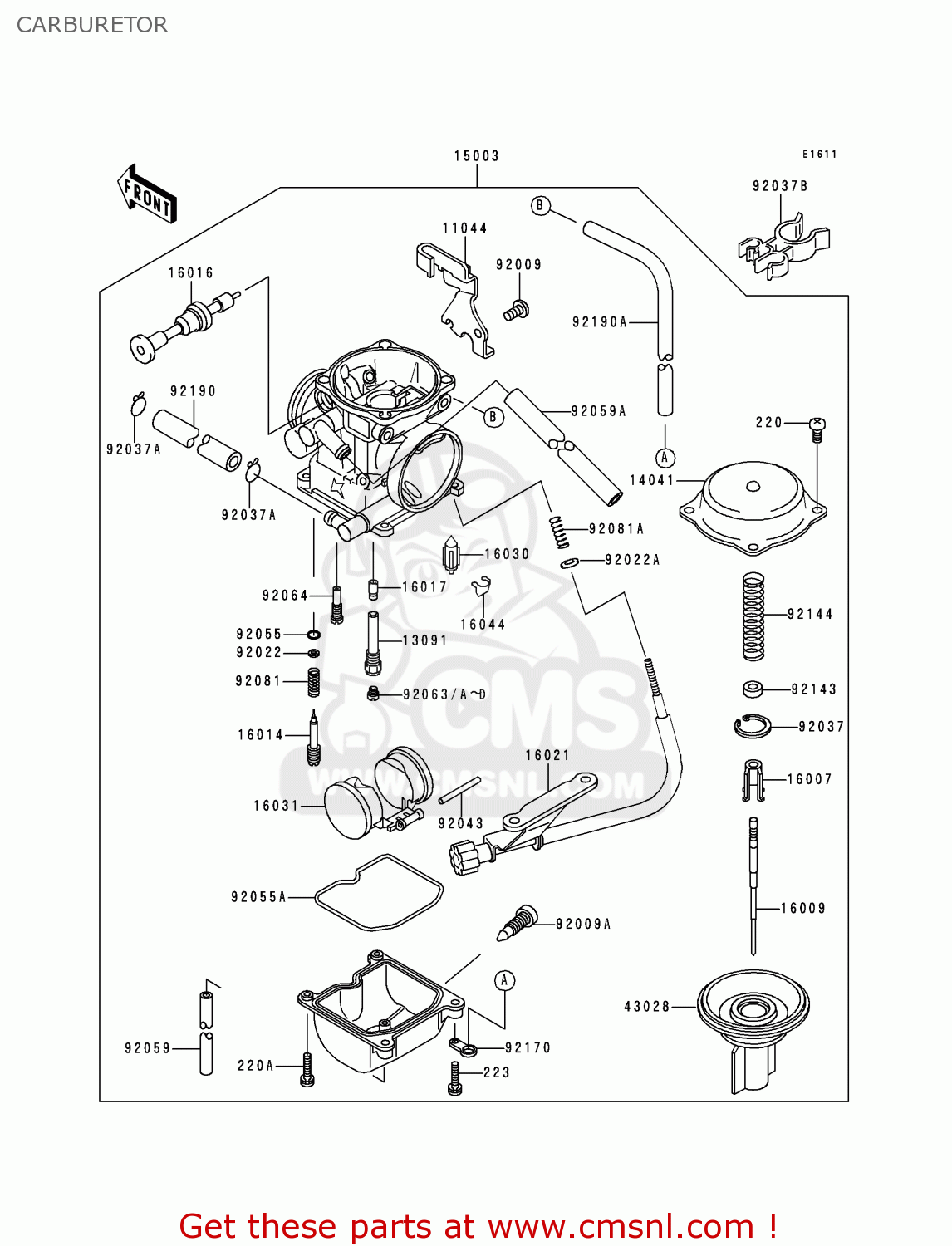 CARBURETOR KLX250D1 KLX250R 1993 EUROPE UK
