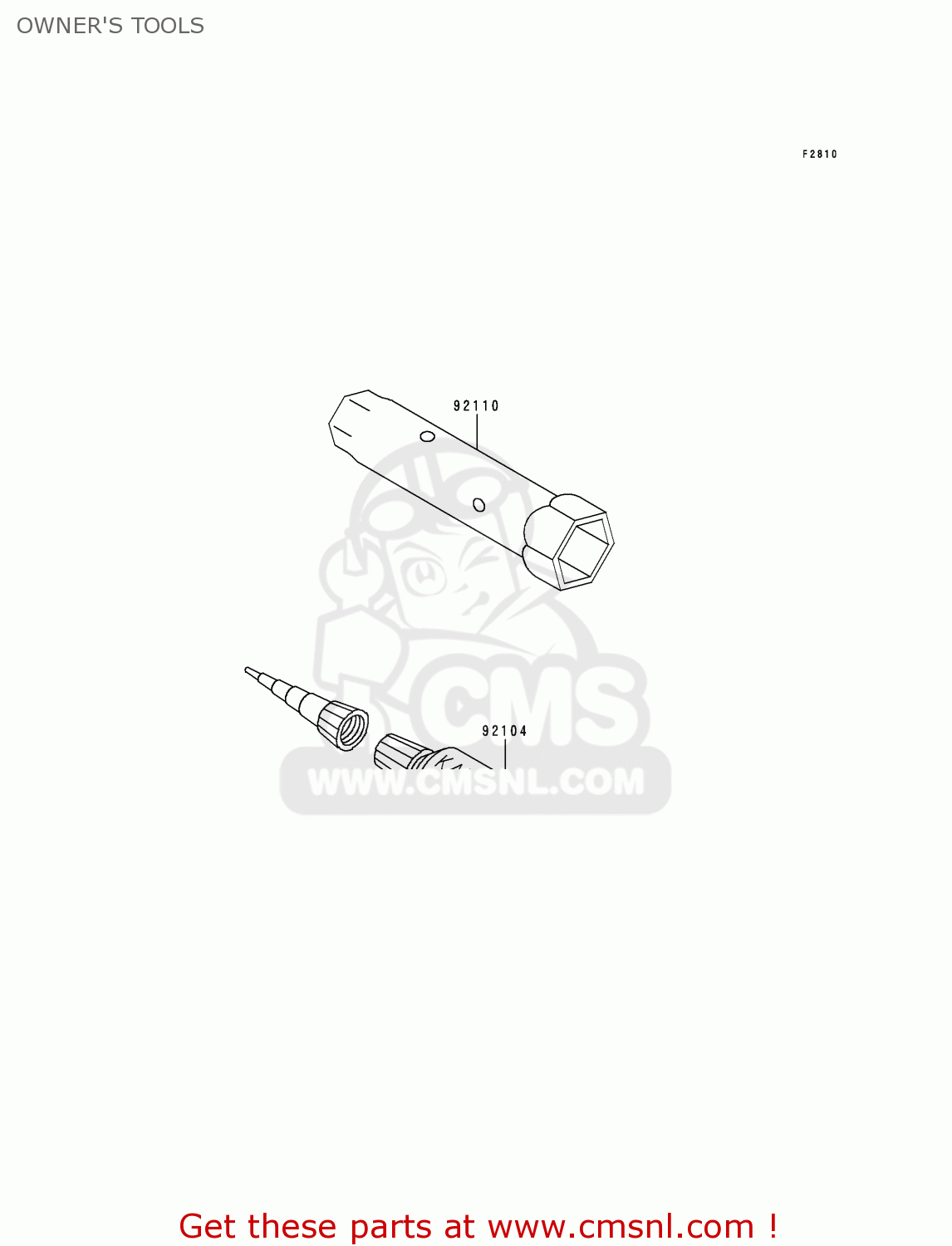 OWNER'S TOOLS KLX250D1 KLX250R 1993 EUROPE UK