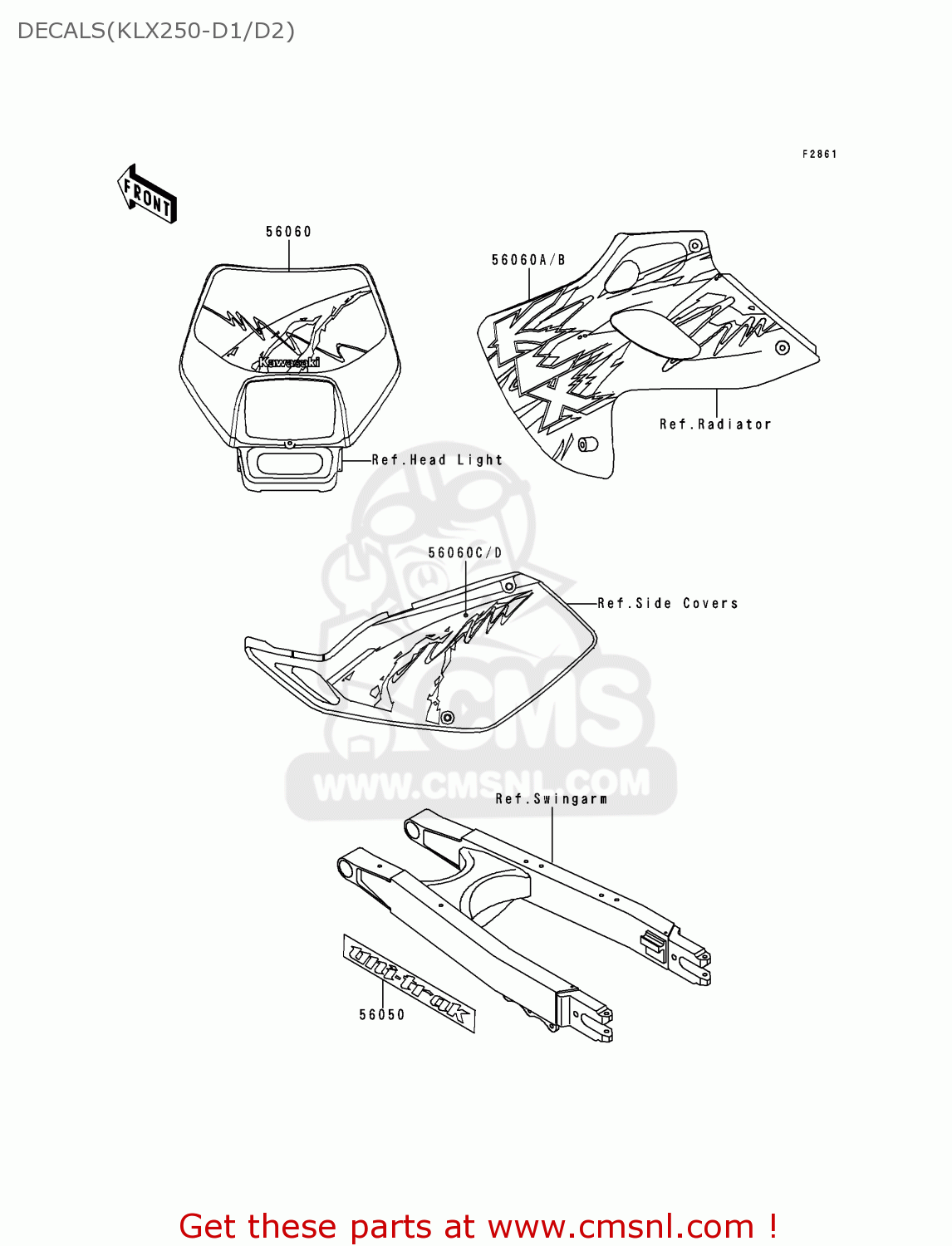 DECALS(KLX250-D1/D2) KLX250D1 KLX250R 1993 EUROPE UK