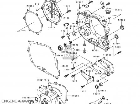 ENGINE COVER(S) - KLX250D1 KLX250R 1993 EUROPE UK