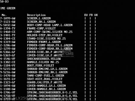 1995 KLX250-D3    7F LIME GREEN - KLX250D1 KLX250R 1993 EUROPE UK