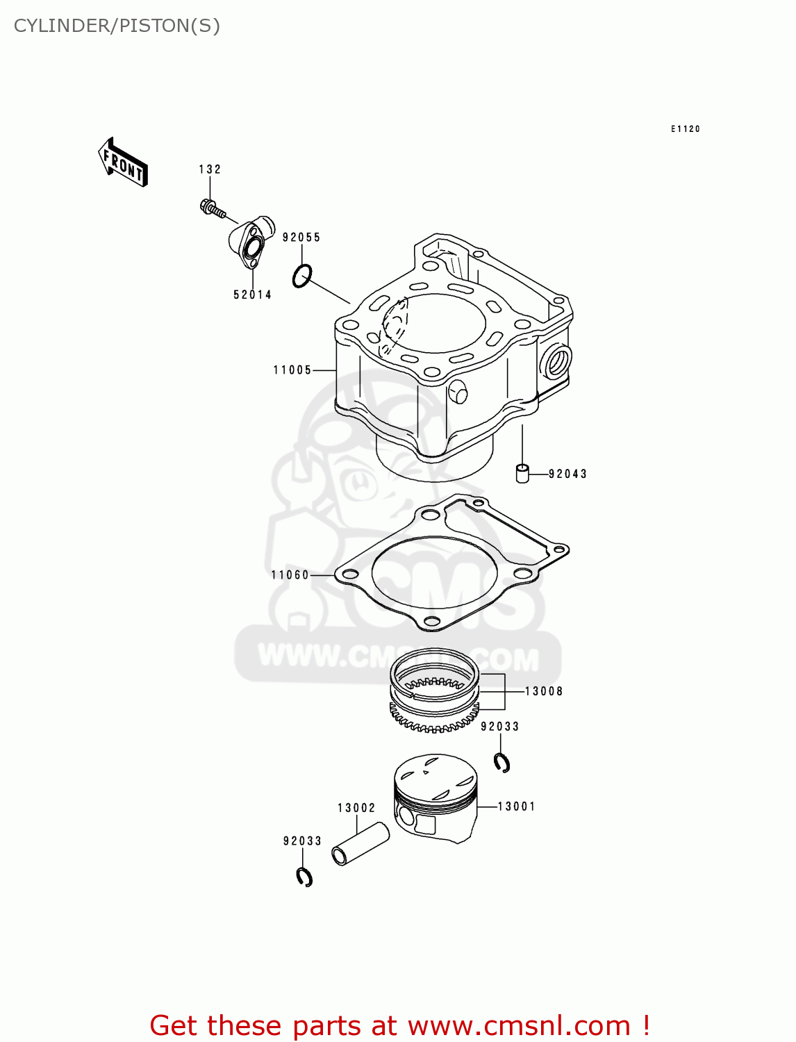 CYLINDER/PISTON(S) KLX250D2 KLX250R 1994 EUROPE UK