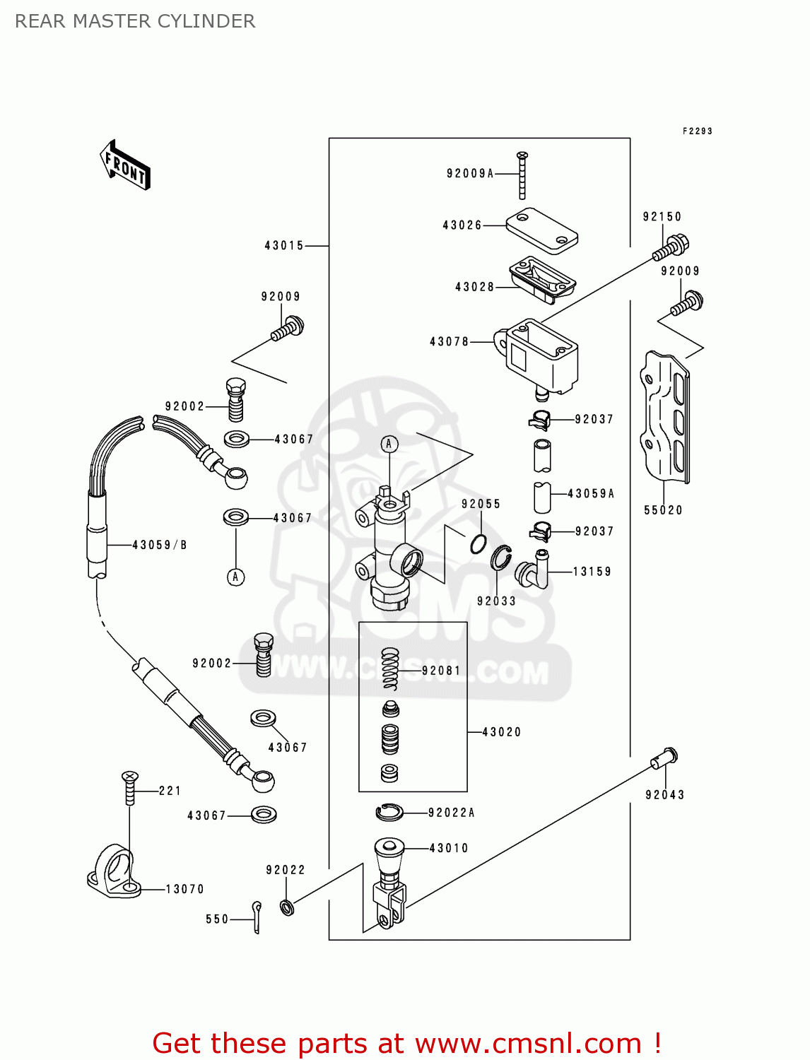 REAR MASTER CYLINDER KLX250D2 KLX250R 1994 EUROPE UK