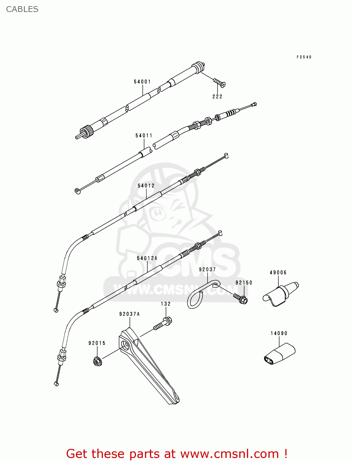 CABLES KLX250D2 KLX250R 1994 EUROPE UK