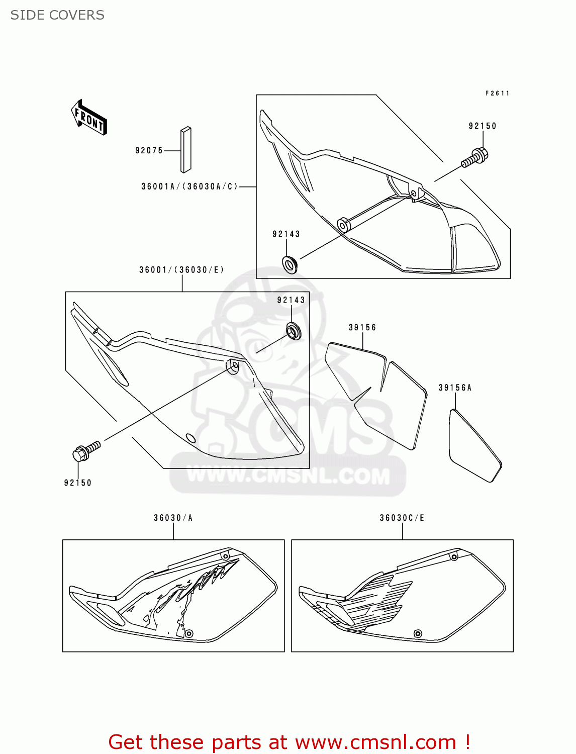 SIDE COVERS KLX250D2 KLX250R 1994 EUROPE UK