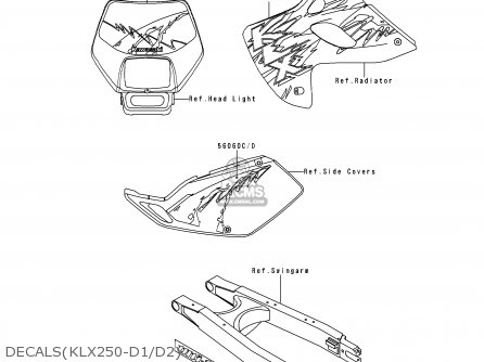 DECALS(KLX250-D1/D2) - KLX250D2 KLX250R 1994 EUROPE UK