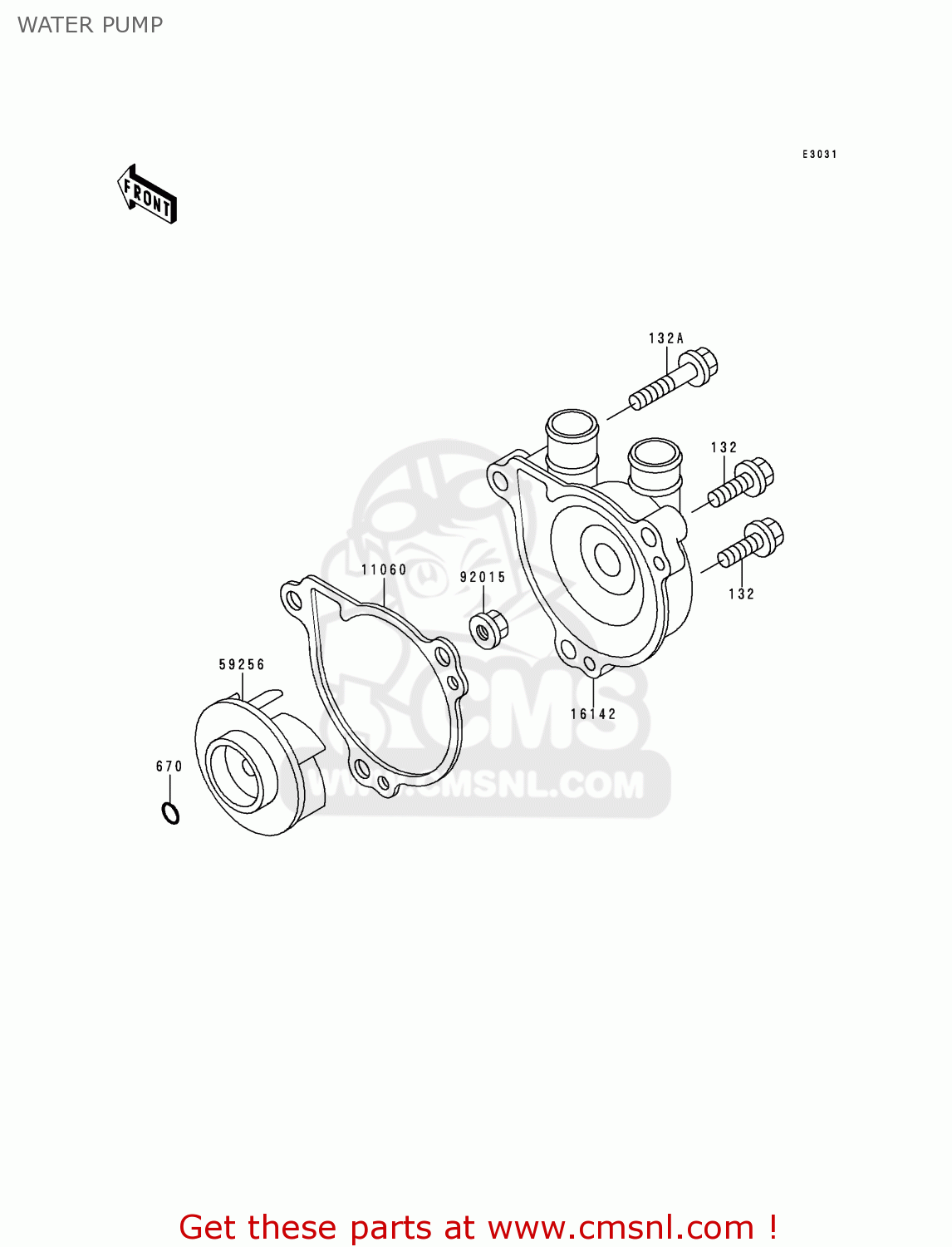 WATER PUMP KLX250D2 KLXR 1994 USA
