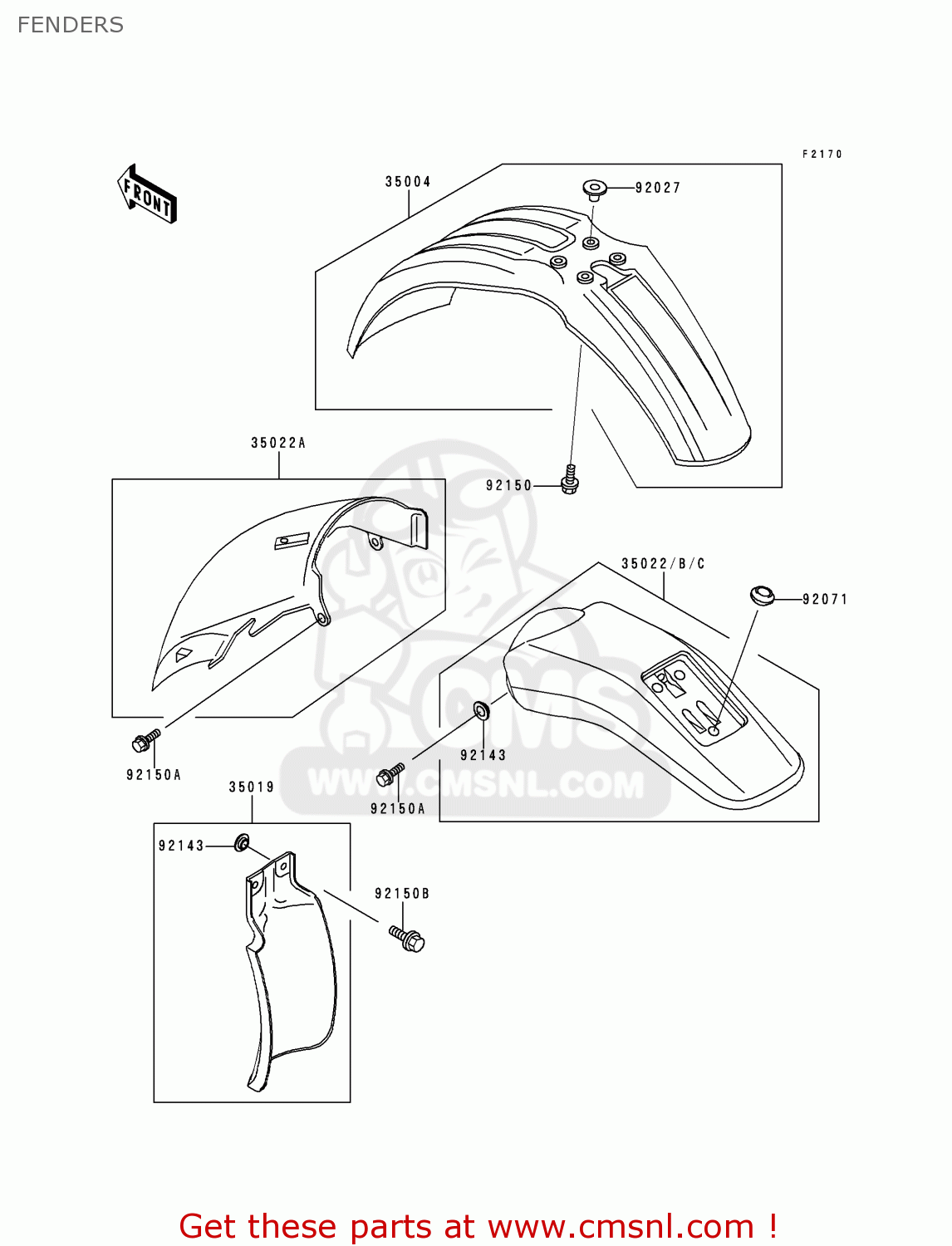 FENDERS KLX250D2 KLXR 1994 USA