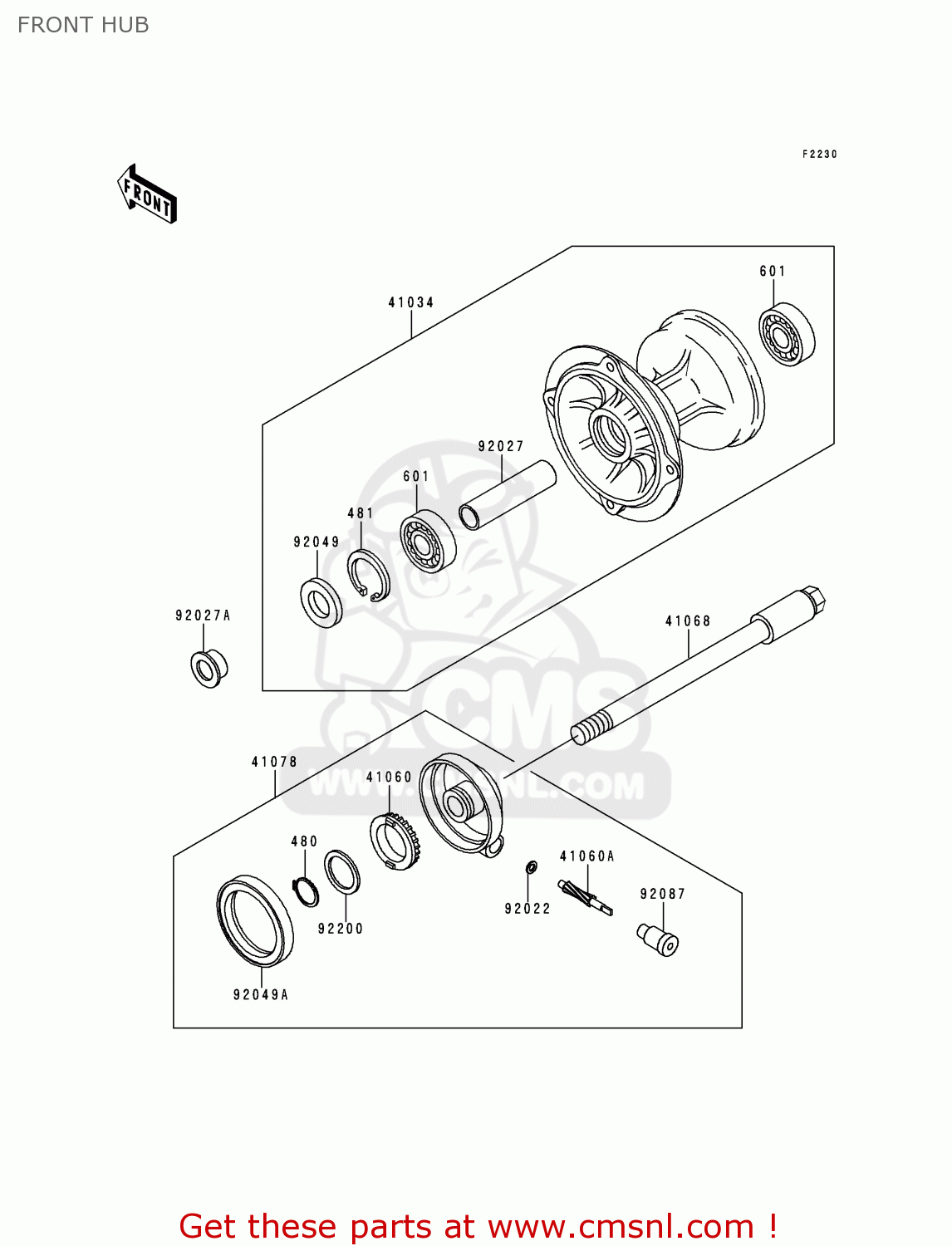 FRONT HUB KLX250D2 KLXR 1994 USA