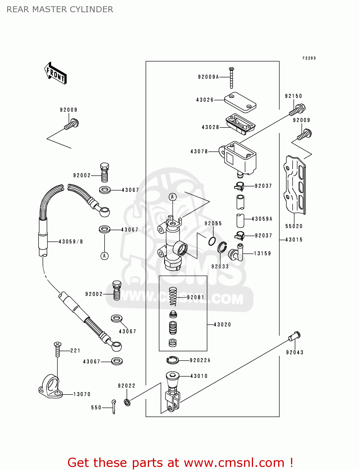 REAR MASTER CYLINDER KLX250D2 KLXR 1994 USA