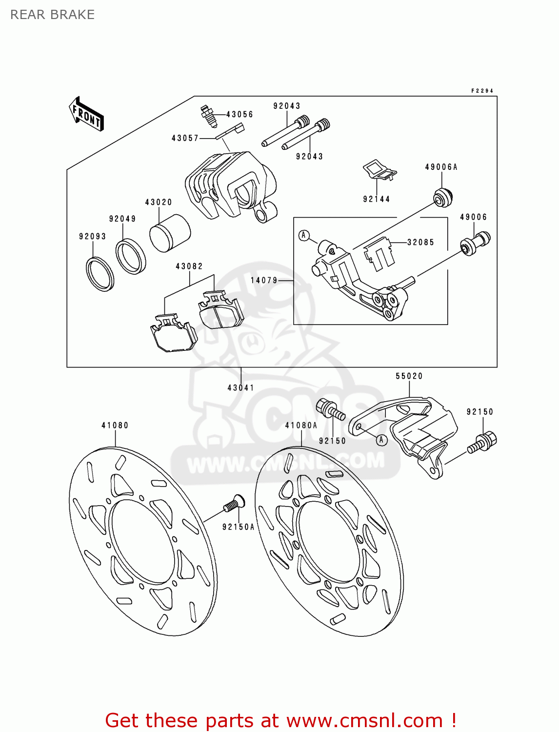REAR BRAKE KLX250D2 KLXR 1994 USA
