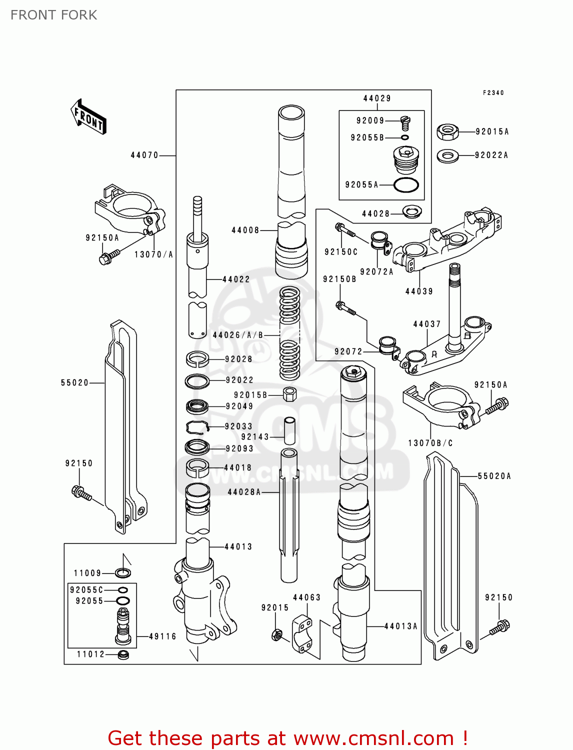 FRONT FORK KLX250D2 KLXR 1994 USA