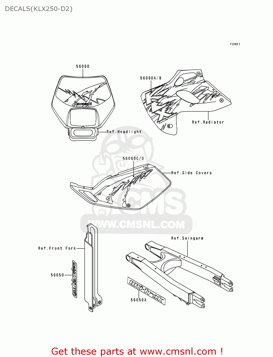 DECALS(KLX250-D2) KLX250D2 KLXR 1994 USA