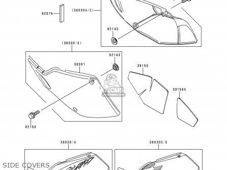 SIDE COVERS - KLX250D2 KLXR 1994 USA