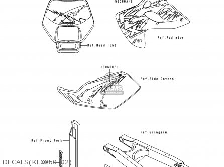 DECALS(KLX250-D2) - KLX250D2 KLXR 1994 USA