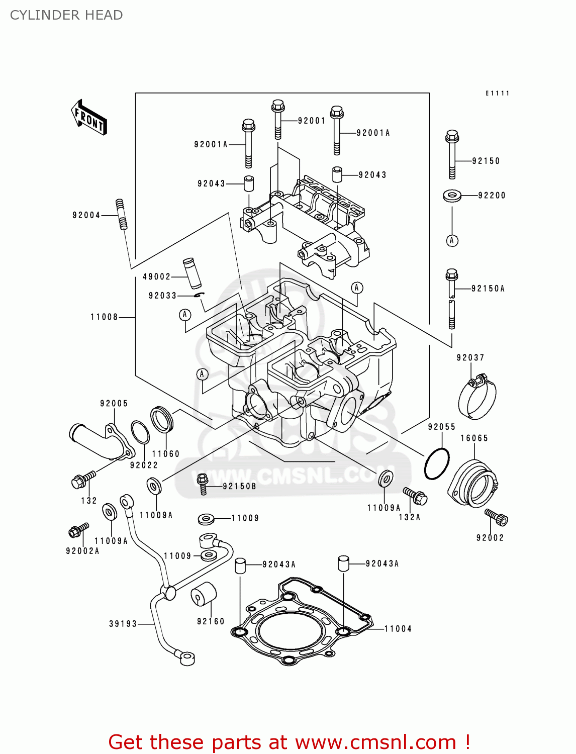 CYLINDER HEAD KLX250D3 KLX250R 1995 EUROPE UK FR