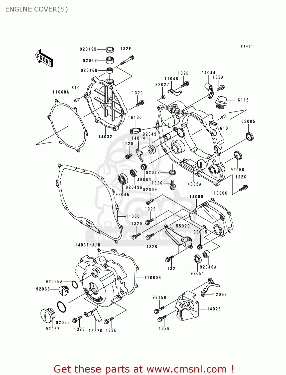 ENGINE COVER(S) KLX250D3 KLX250R 1995 EUROPE UK FR