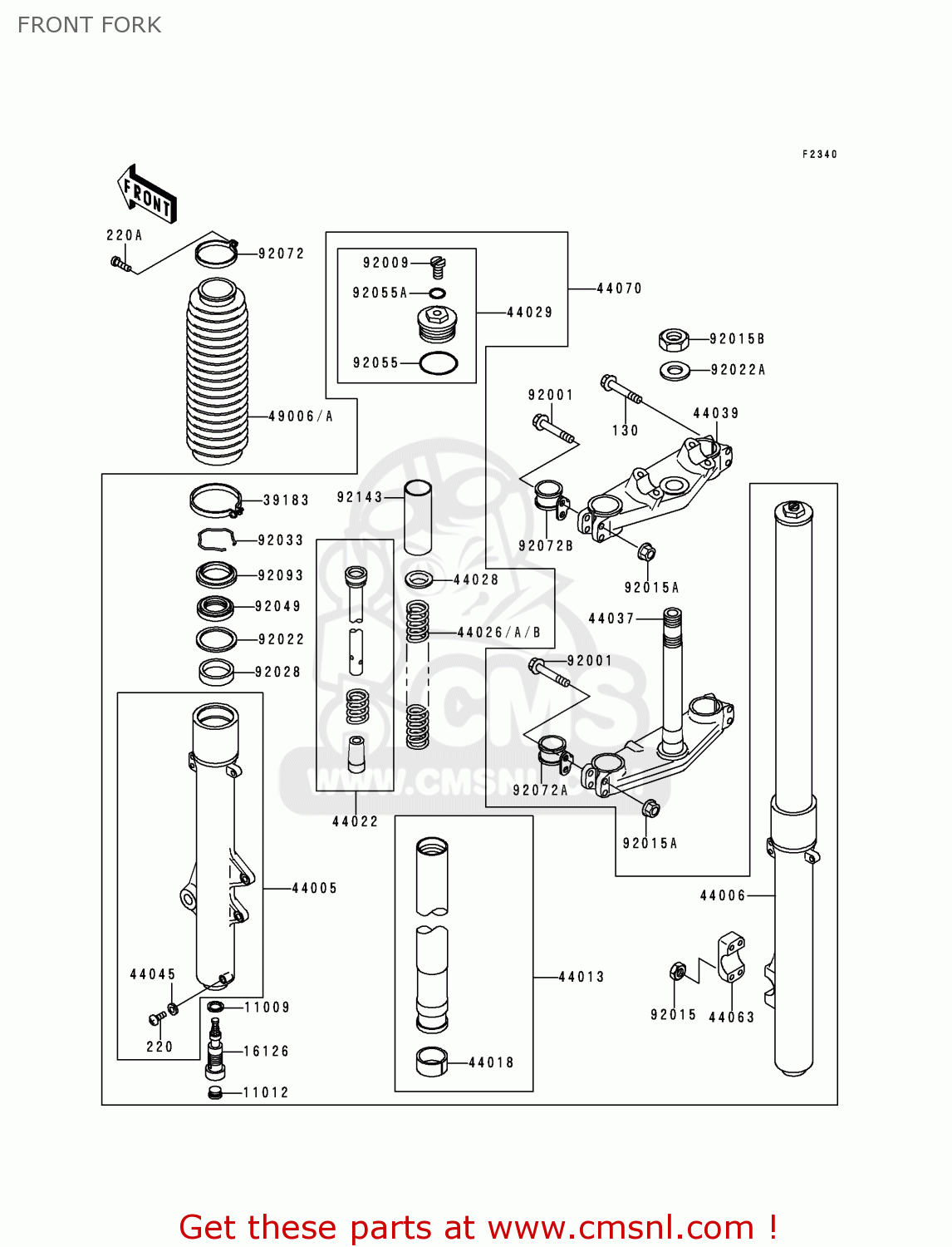 FRONT FORK KLX250D3 KLX250R 1995 EUROPE UK FR