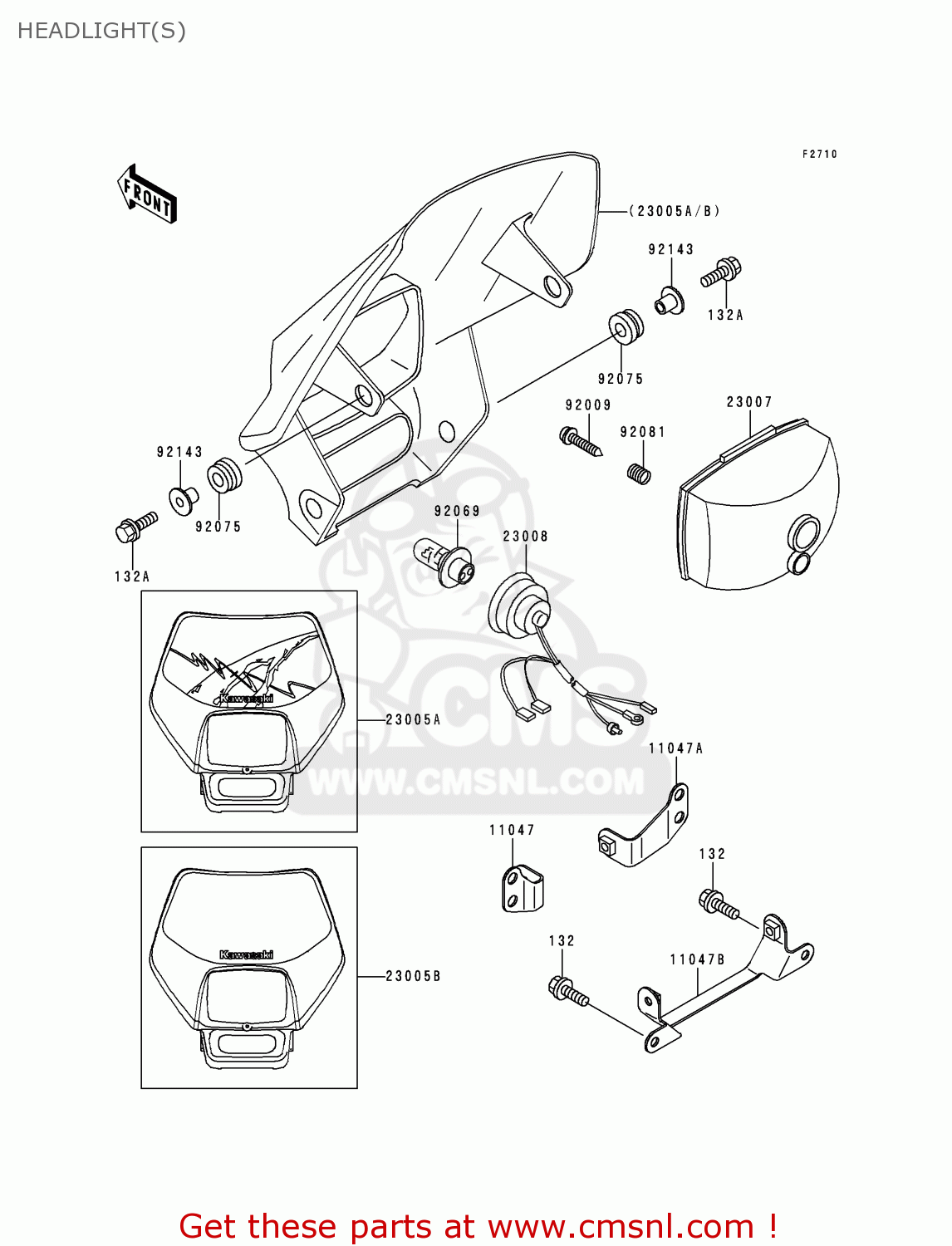 HEADLIGHT(S) KLX250D3 KLX250R 1995 EUROPE UK FR
