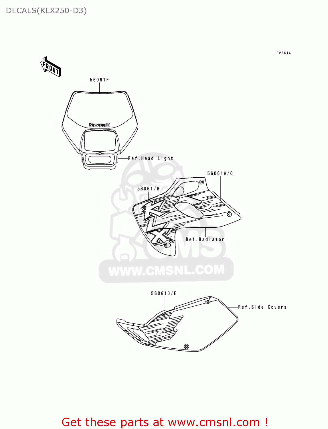 DECALS(KLX250-D3) KLX250D3 KLX250R 1995 EUROPE UK FR
