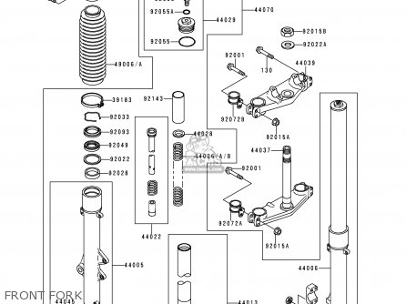 FRONT FORK - KLX250D3 KLX250R 1995 EUROPE UK FR