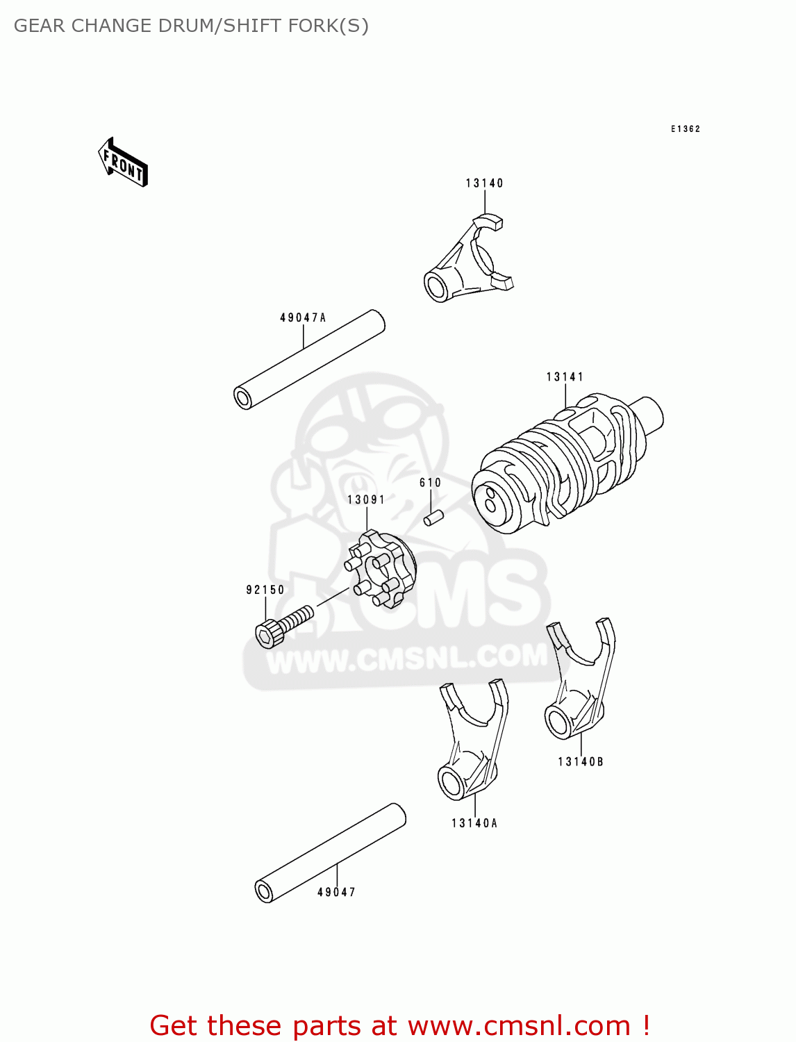 GEAR CHANGE DRUM/SHIFT FORK(S) KLX250D3 KLXR 1995 USA CANADA