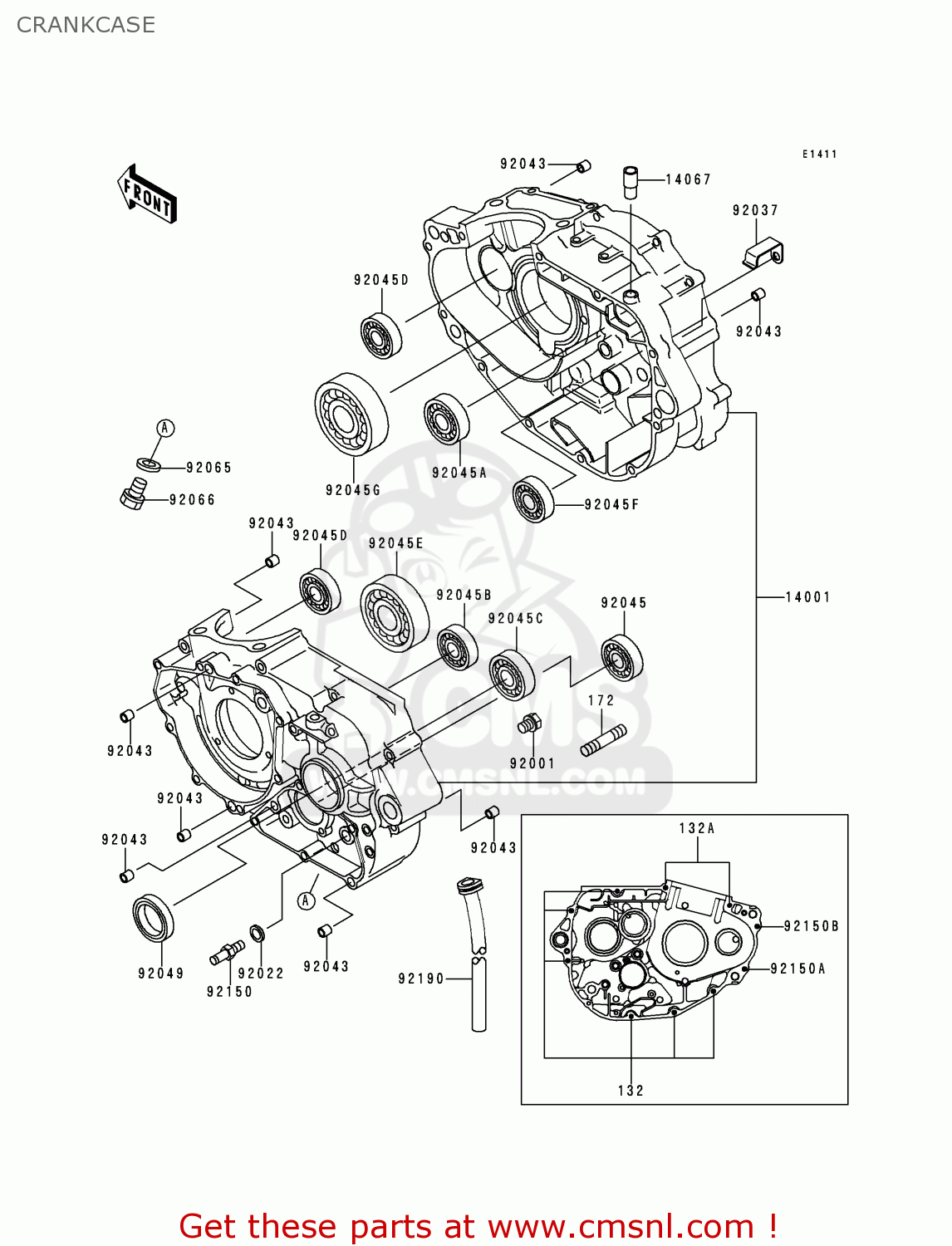 CRANKCASE KLX250D3 KLXR 1995 USA CANADA