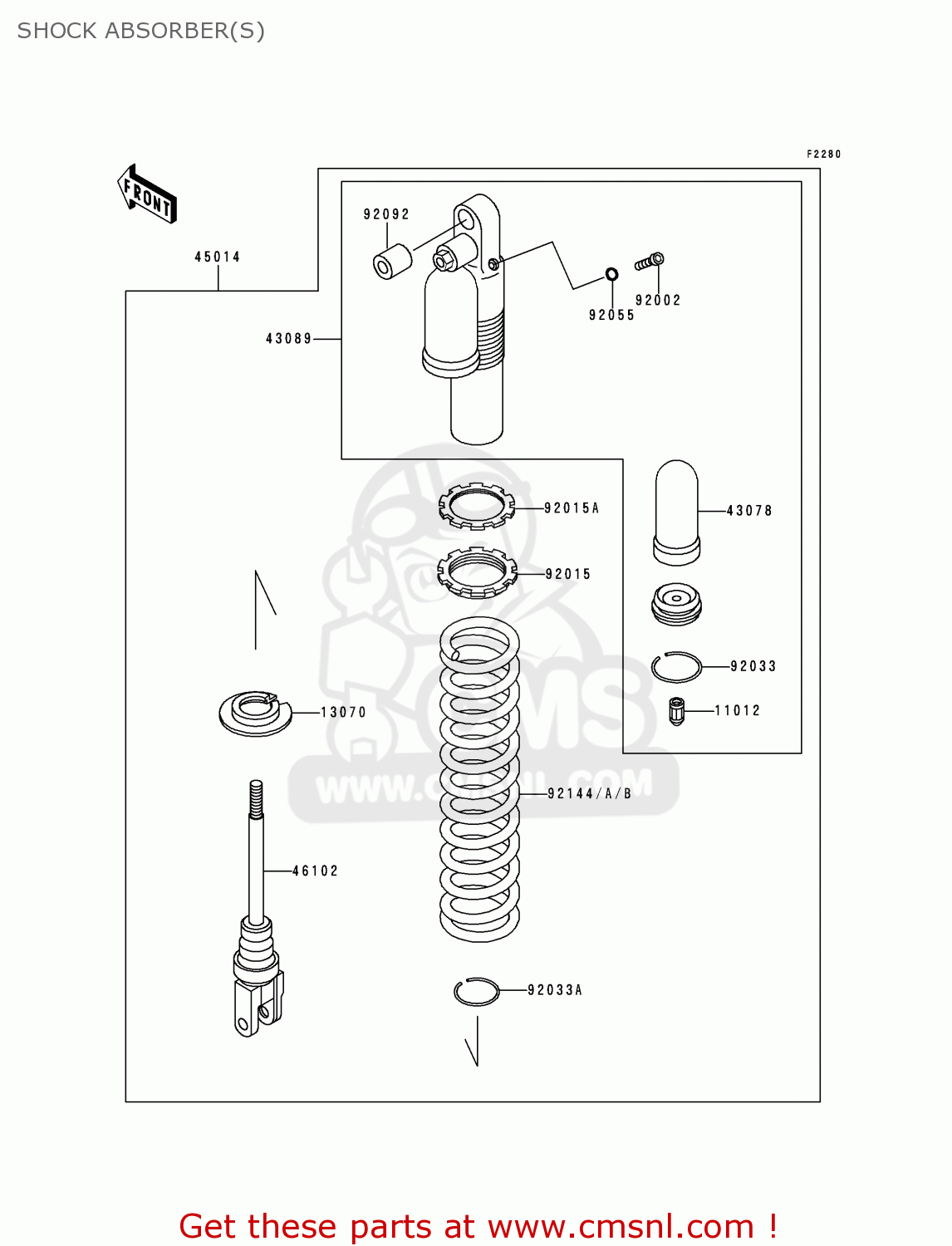SHOCK ABSORBER(S) KLX250D4 KLX250R 1996 EUROPE UK FR